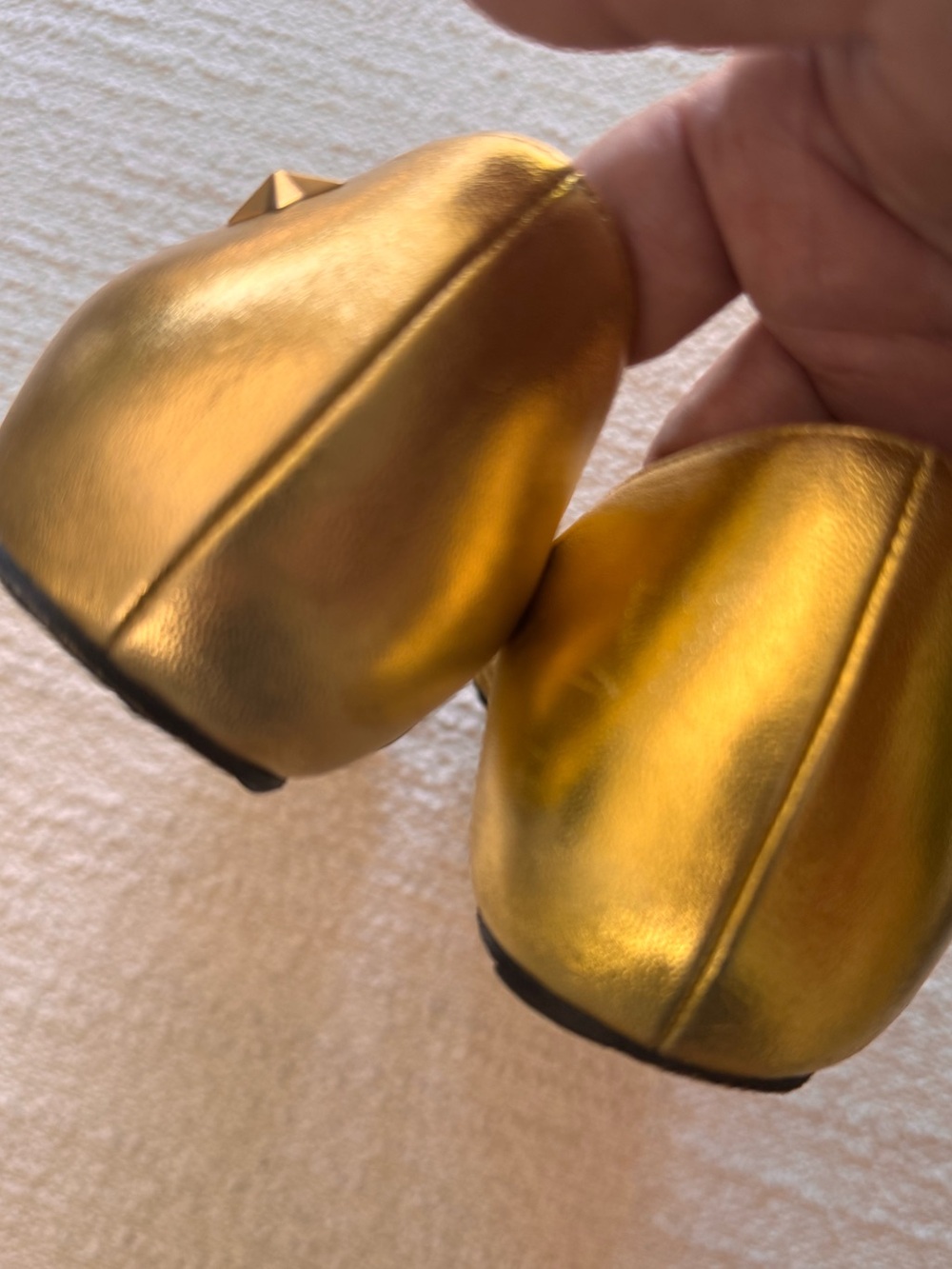 Gucci Sylvie Web Bow Metallic Gold Leather Ballet Flats –Size 37.5 –Box Included - Picture 5 of 8